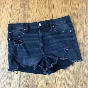 NEW American Eagle Black Jean Shorts HIGH RISE DISTRESSED LOOK LADIES 12